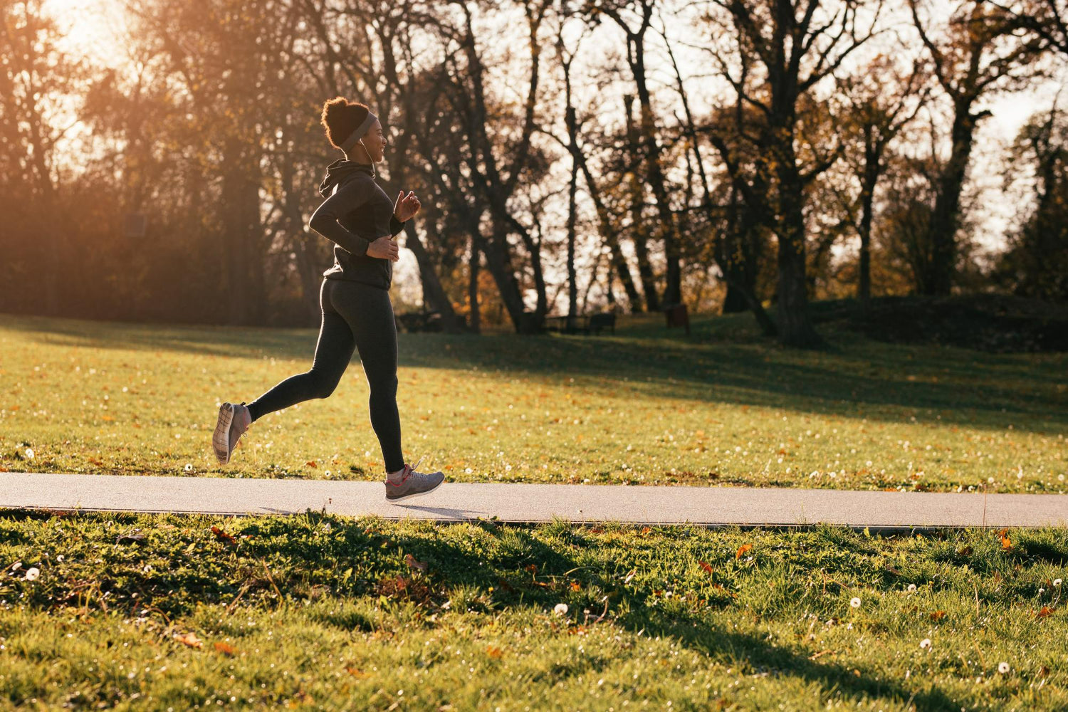 Woman running in a park