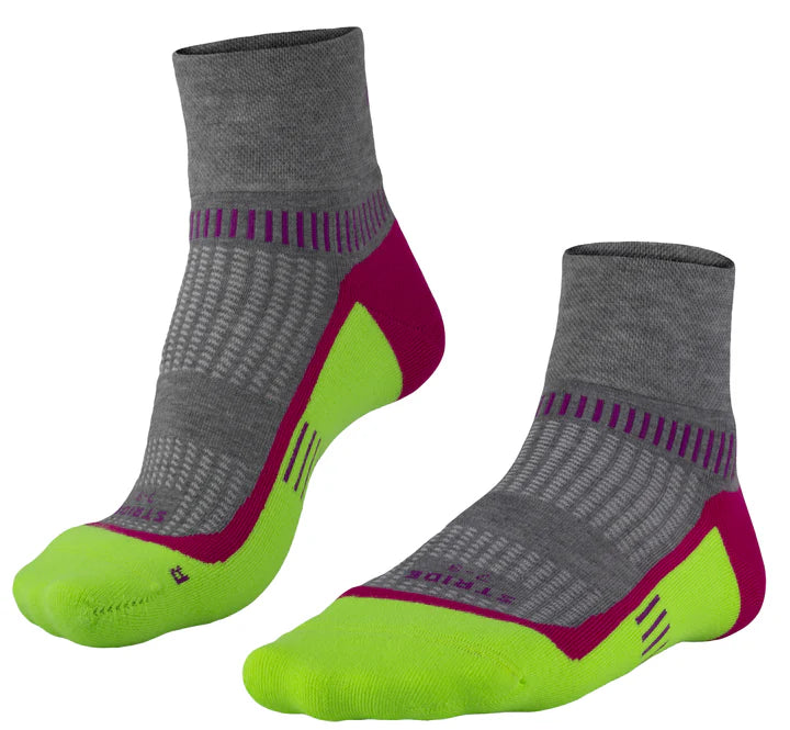 Falke Stride Anklet - Mid Grey & Neon Yellow
