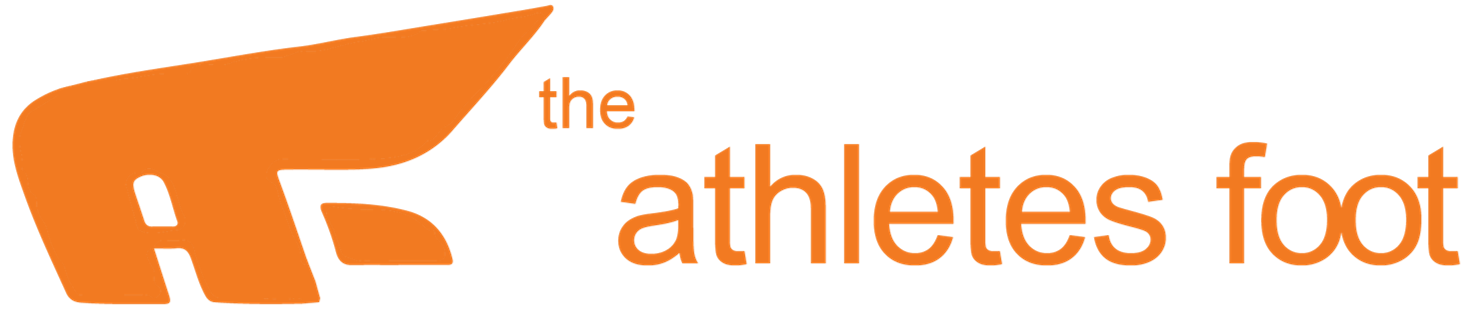 The Athletes Foot social media logo with creative design in white and orange