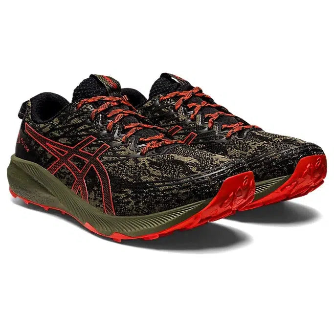 Men's Fuji Lite 3 Trail Running Shoes -Mantle Green/Cherry Tomato-Asics