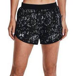 Under Armour Women's Fly-By 2.0 Printed Shorts - Black / Reflective-Under Armour