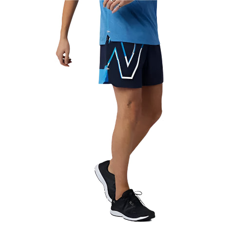 New Balance Men s Printed Impact Run 5 inch Short Helium The Athlete s Foot