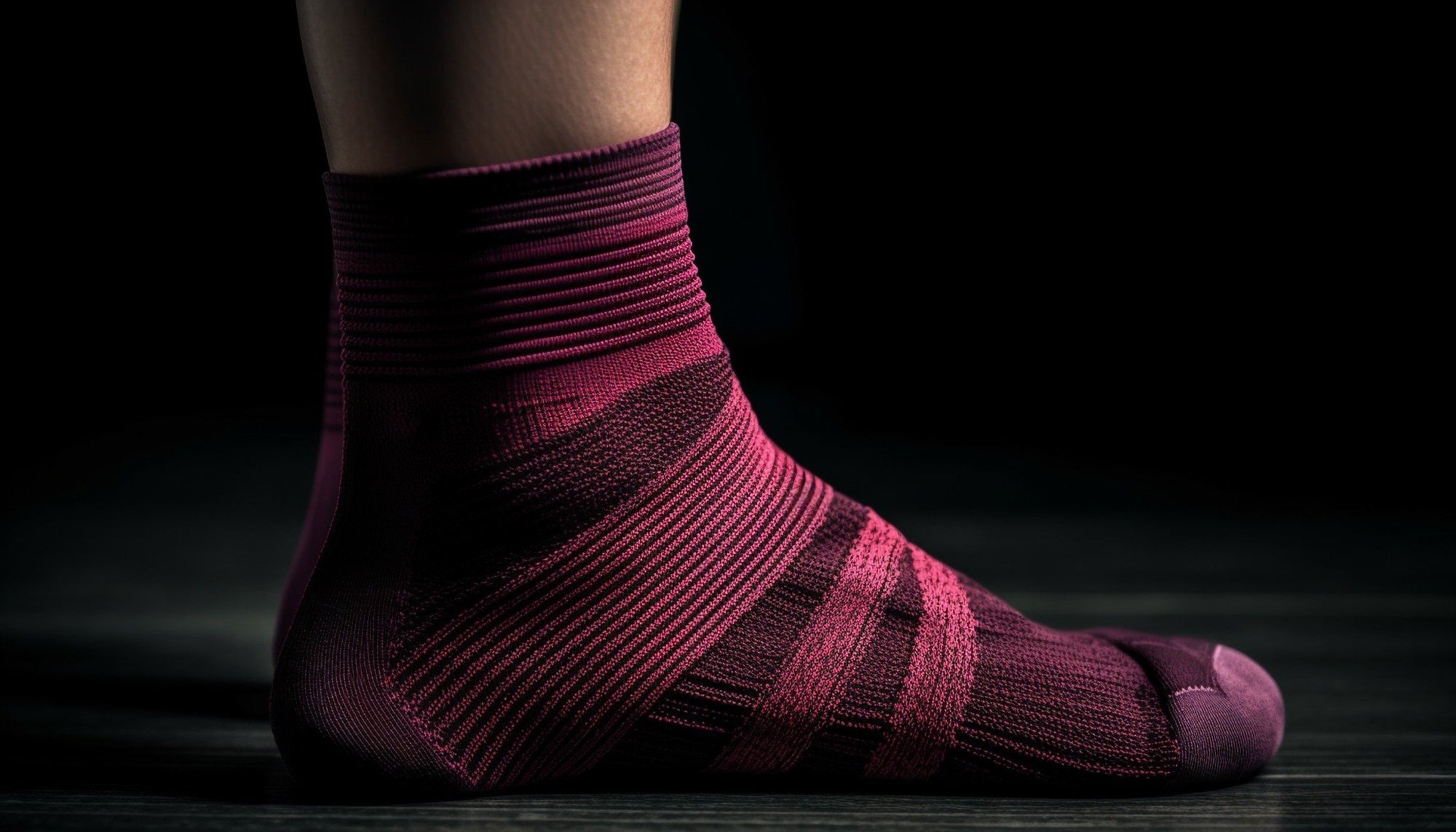 Close up look of a woman wearing running socks