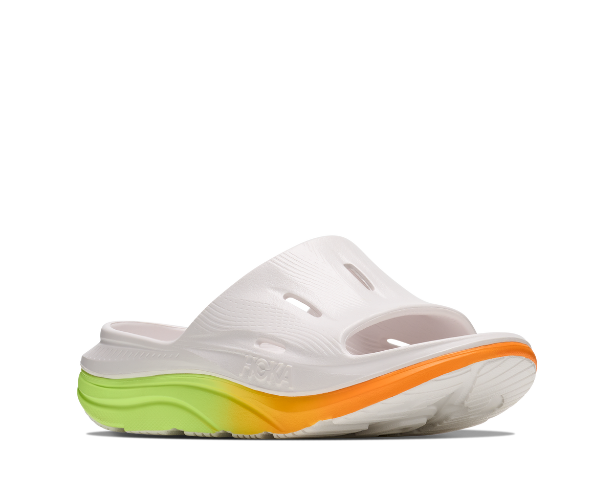 U Ora Athletic Recovery Slide 3 - WHITE / NEON YUZU