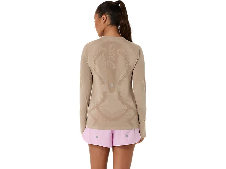 WOMEN'S ROAD SEAMLESS LS TOP - GREIGE
