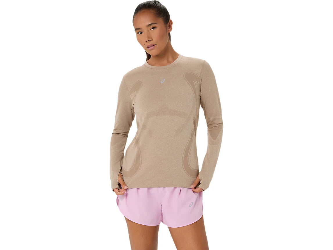 WOMEN'S ROAD SEAMLESS LS TOP - GREIGE