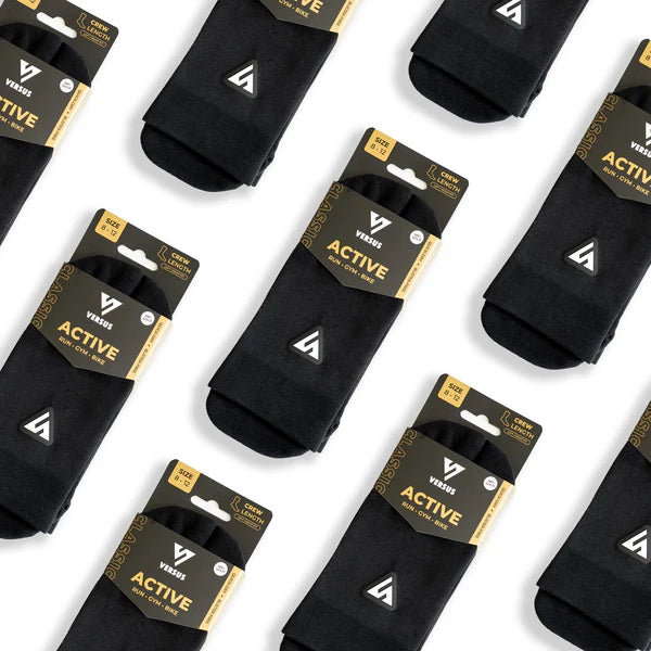 Versus Classic Black Active Crew Tab Socks