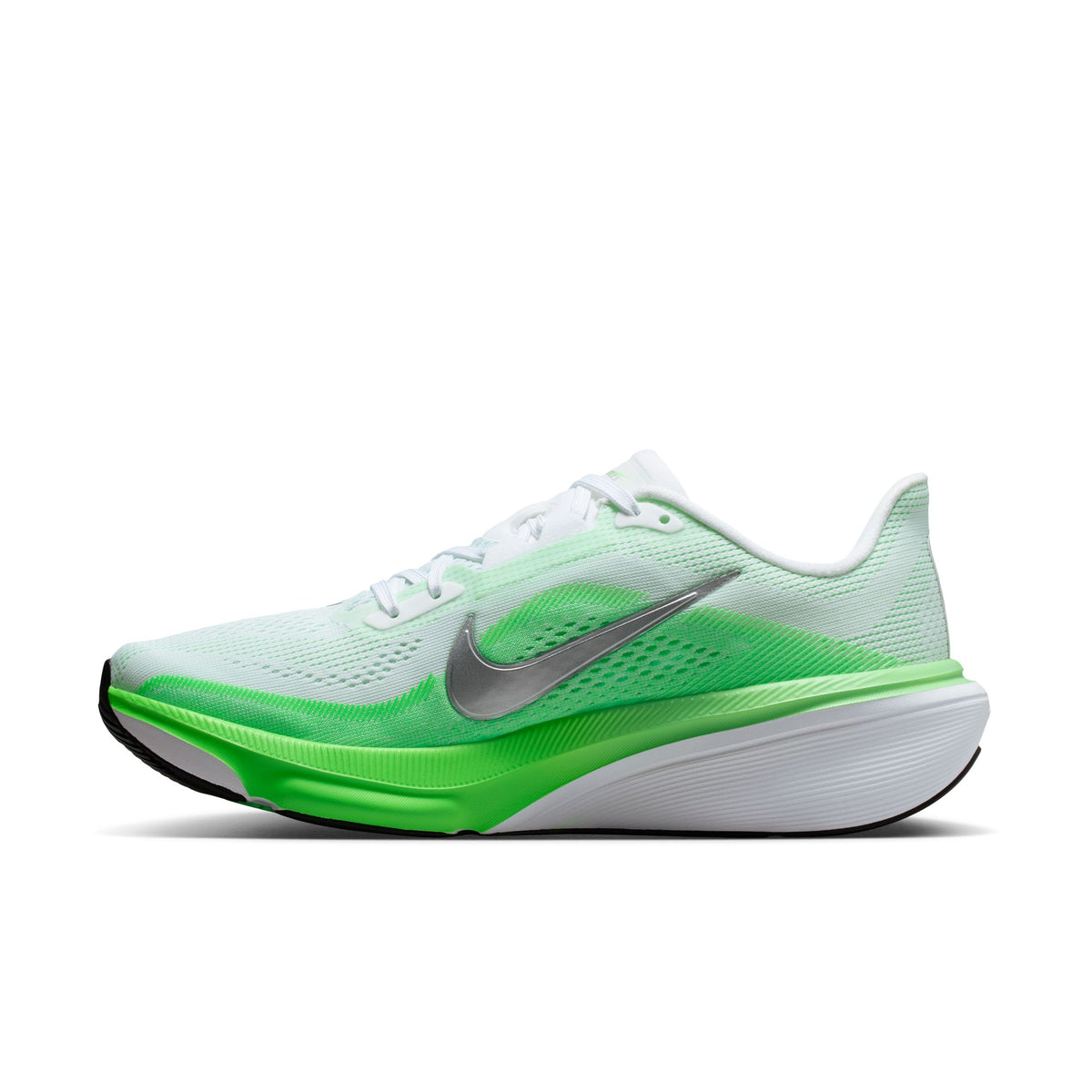 Women's AIR ZOOM PEGASUS 42 - WHITE/METALLIC SILVER-GREEN STRIKE