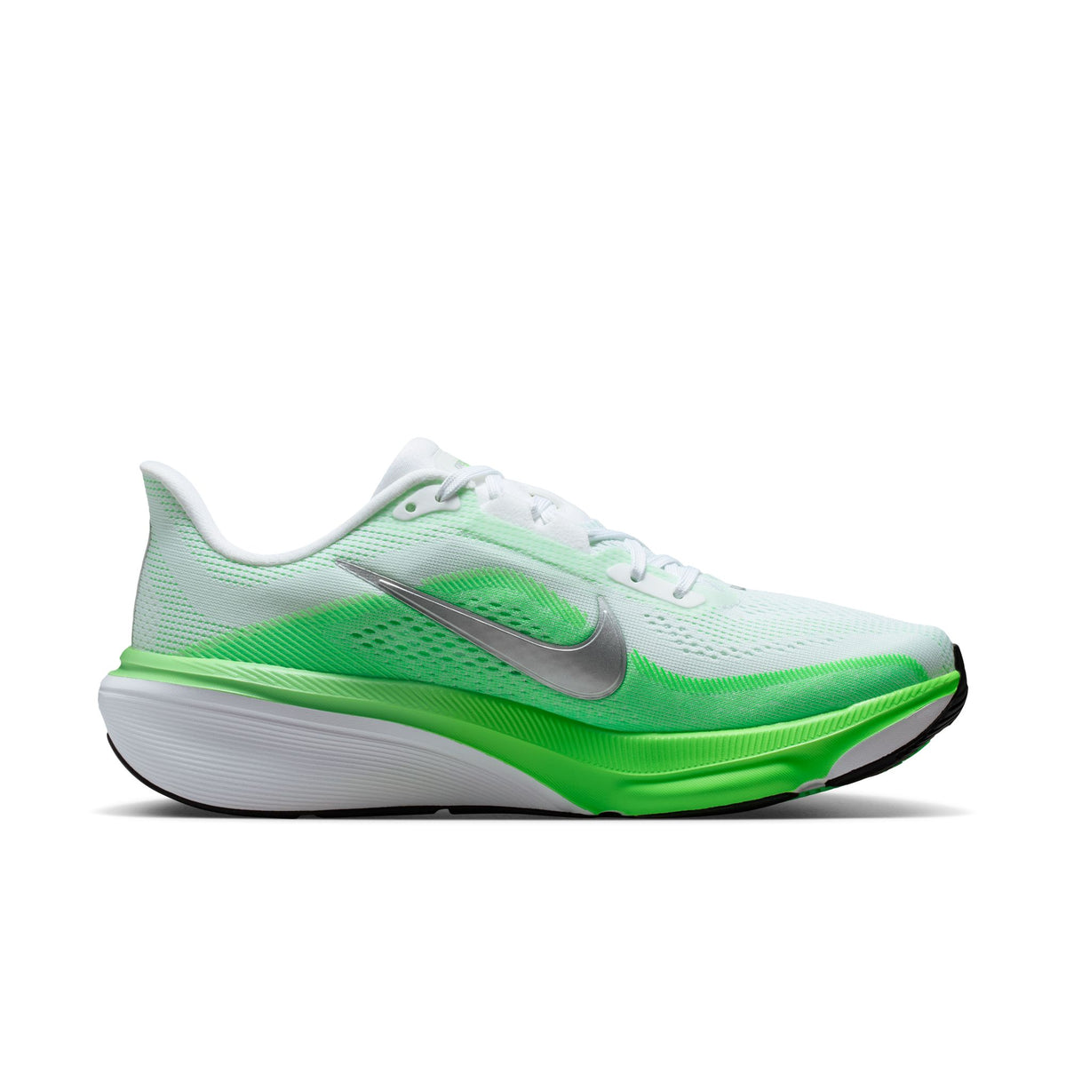 Women's AIR ZOOM PEGASUS 42 - WHITE/METALLIC SILVER-GREEN STRIKE