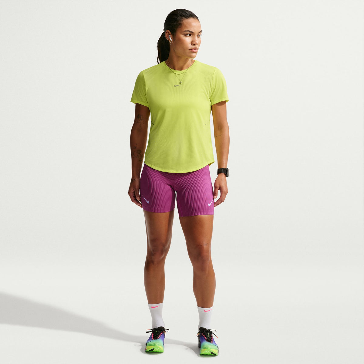 Women's Nike AF SWIFT TOP SS - LEMON VENOM/WHITE/REFLECTIVE SILV