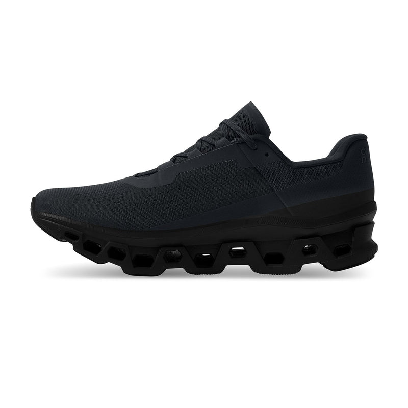 ON Men&#39;s CloudMonster Road Running Shoes- Black-On