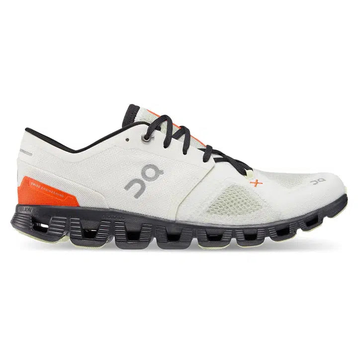 ON Men's Cloud X 3.0 Road Running Shoes - Ivory/Flame-On