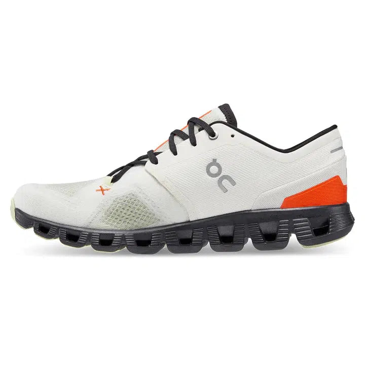 ON Men&#39;s Cloud X 3.0 Road Running Shoes - Ivory/Flame-On