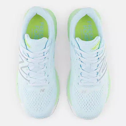 New Balance Women&#39;s 880v13 (D) Fit Road Running Shoes - Blue with green aura and silver metalic-New Balance