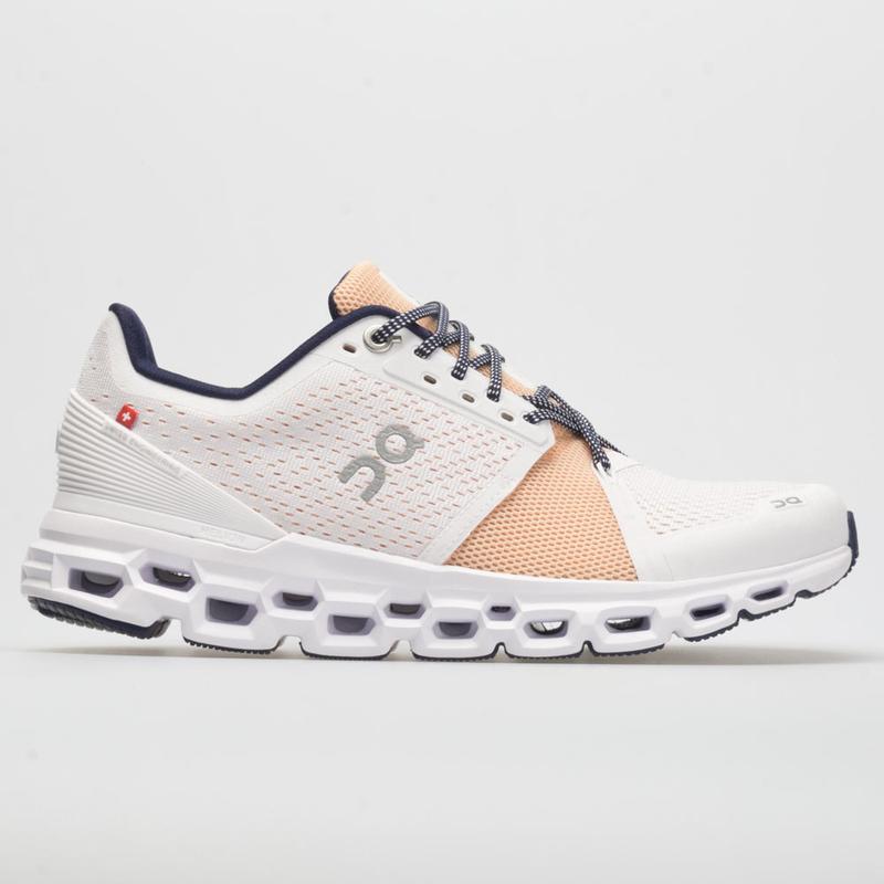 ON Women&#39;s Cloudstratus Road Running Shoes-White/Almond-On