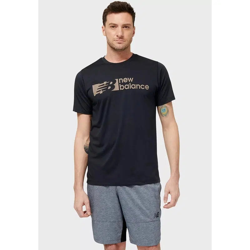 New Balance Men&#39;s Tenacity Graphic Short Sleeve - Black-New Balance