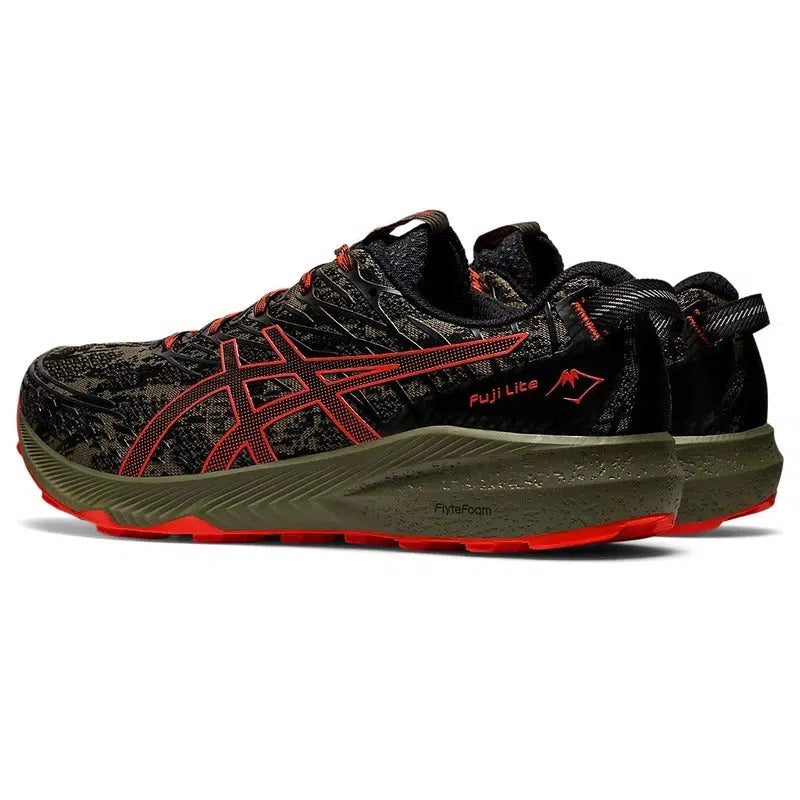 Men&#39;s Fuji Lite 3 Trail Running Shoes -Mantle Green/Cherry Tomato-Asics