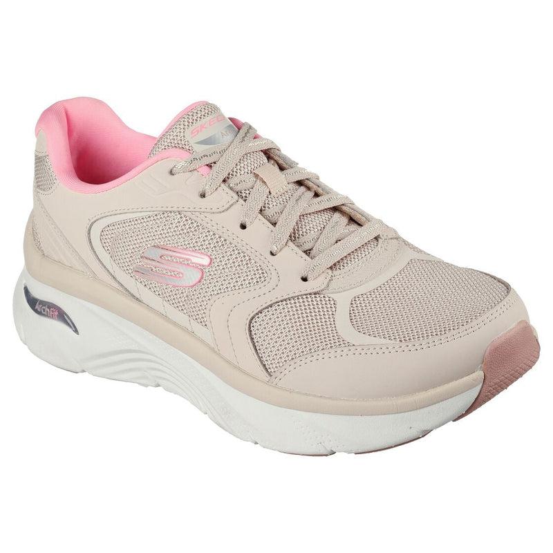 Skechers Women&#39;s Arch Fit Dlux Road Walking Shoes-Natural Pink-Skechers