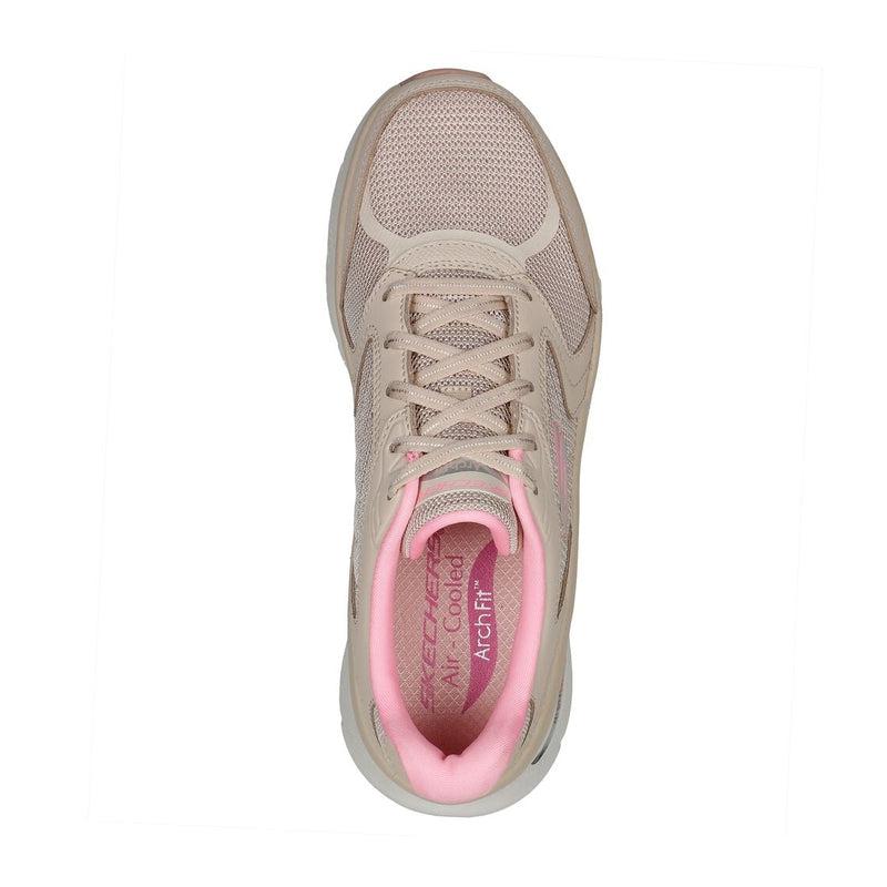 Skechers Women&#39;s Arch Fit Dlux Road Walking Shoes-Natural Pink-Skechers