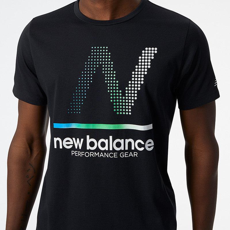 New Balance Men&#39;s Tenacity Heather Tech SS Print - Black-New Balance
