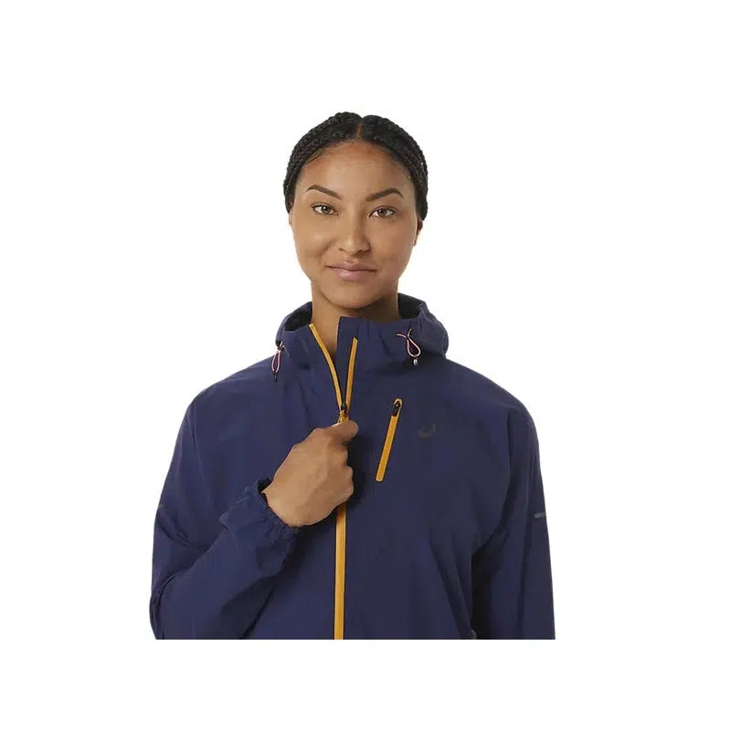 Asics Women&#39;s FujiTrail Waterproof Jacket - Indigo Blue/Sandstorm-Asics