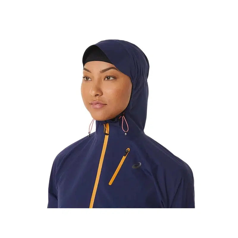 Asics Women&#39;s FujiTrail Waterproof Jacket - Indigo Blue/Sandstorm-Asics