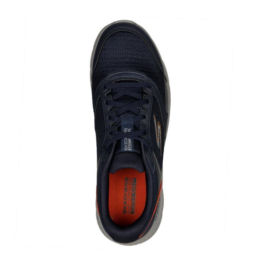 Skechers Men&#39;s Go Walk Flex Road Walking Shoes - Navy Orange-Skechers