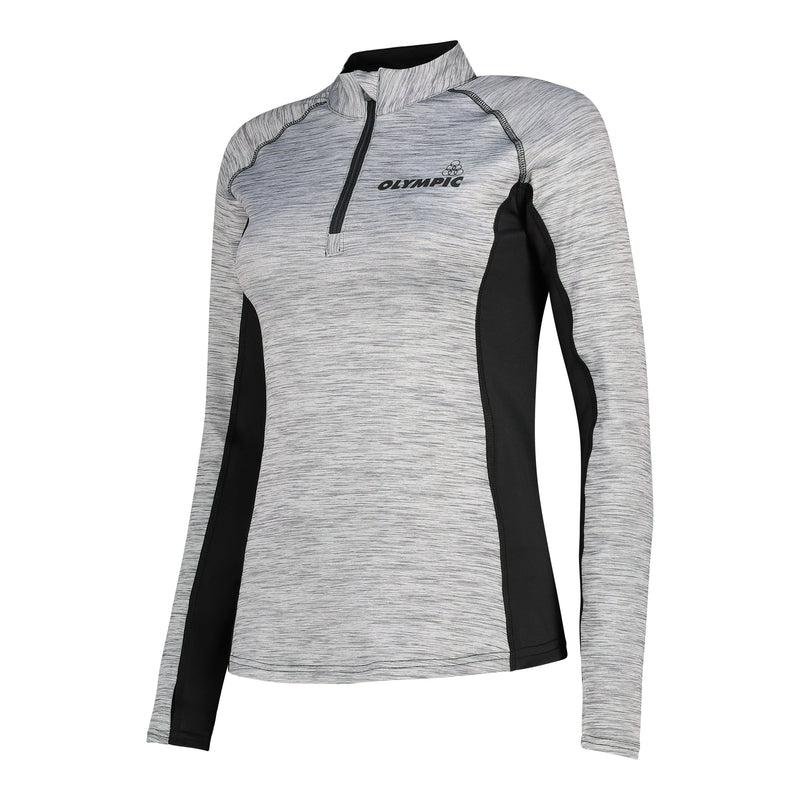 Olympic Ladies 1/4 zip Long Sleeve Panelled Top – Grey Splinter-Olympic