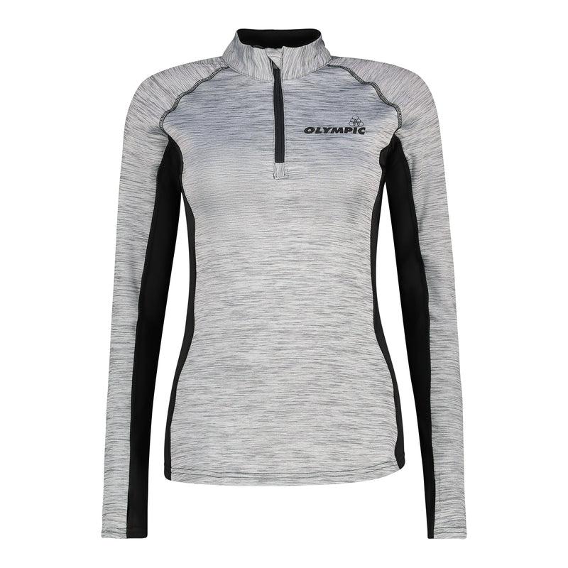 Olympic Ladies 1/4 zip Long Sleeve Panelled Top – Grey Splinter-Olympic