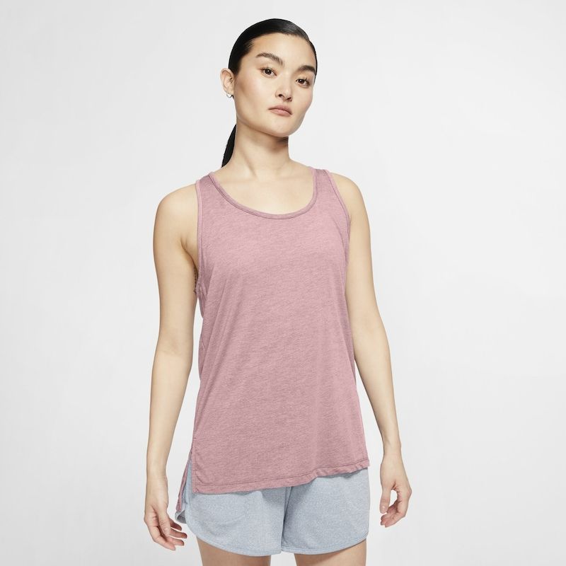Nike Women&#39;s Yoga Layer Tank - Pink Glaze/Heather/White/Rust Pink-Nike