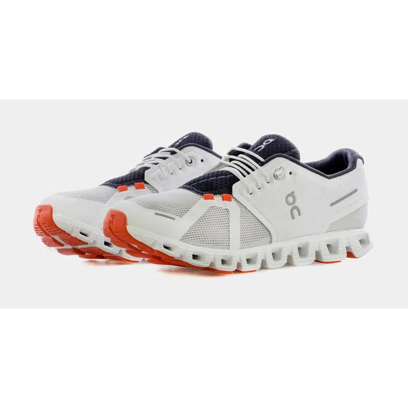 ON Men&#39;s Cloud 5 Push Road Running Shoes-White/Flame-On