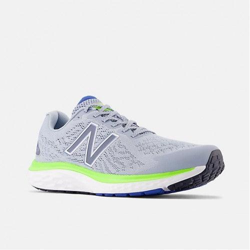 New Balance Men's 680v7 (2E) Wide Fit Road Running Shoes - Light Arctic Grey Pixel Green-New Balance