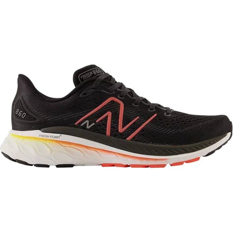 New Balance Men&#39;s 860 V13 (2E) Wide Fit Road Running Shoes - Black/Hot Marigold-New Balance