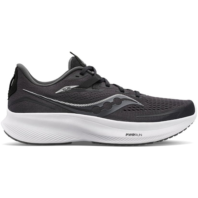 Saucony Women&#39;s Ride 15 D Wide Road Running Shoes - Black White-Saucony