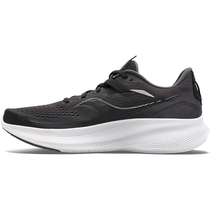 Saucony Women&#39;s Ride 15 D Wide Road Running Shoes - Black White-Saucony