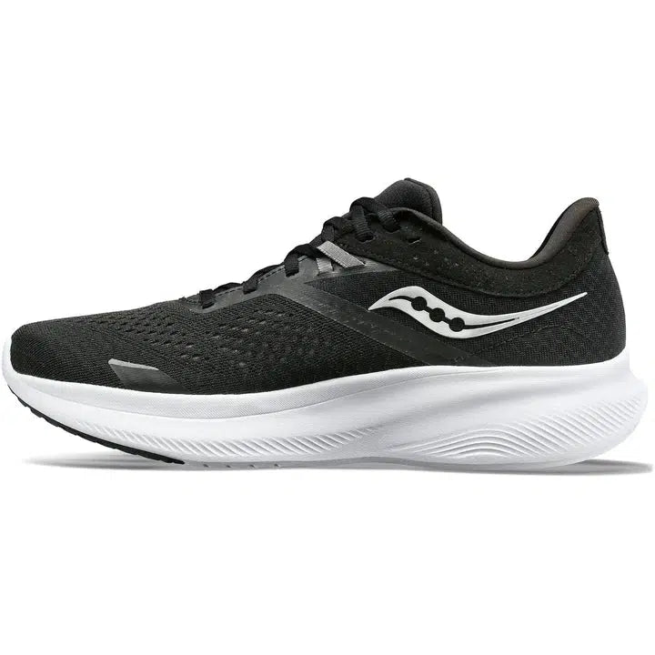 Saucony Men&#39;s Ride 16 (2E) Wide Road Running Shoes - Black/White-Saucony