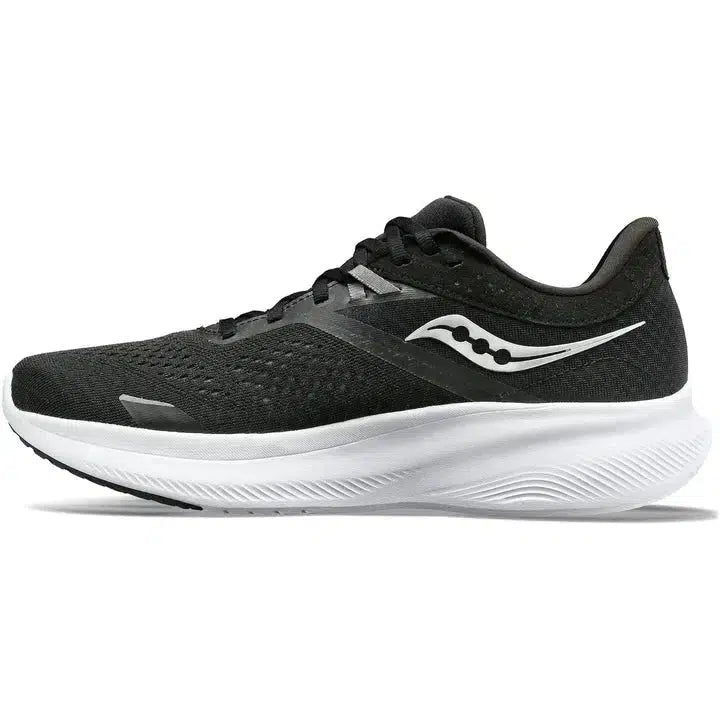 Saucony Women&#39;s Ride 16 (D) Wide Road Running Shoes - Black/White-Saucony