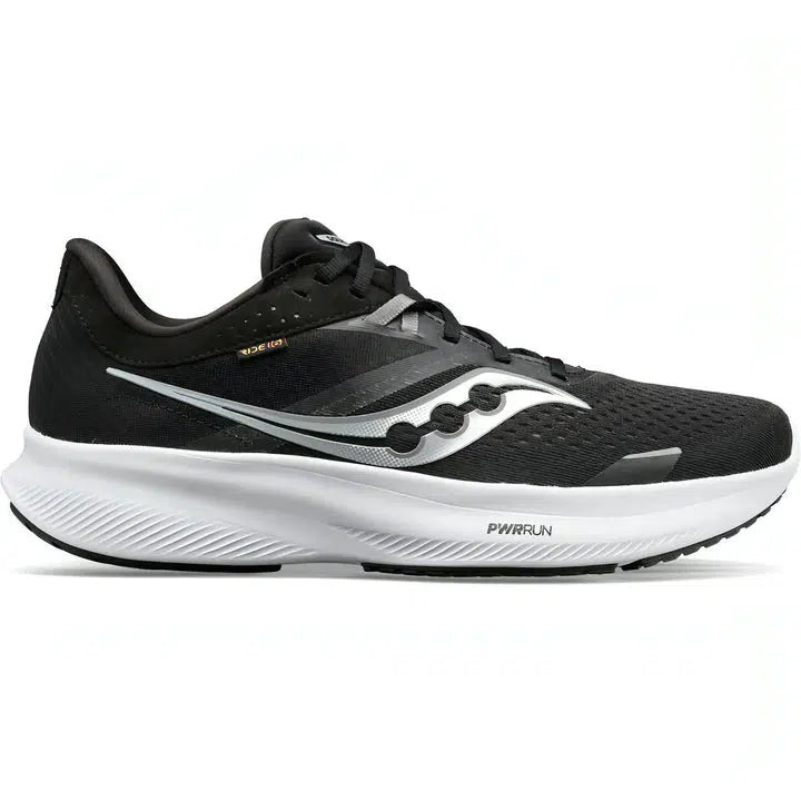 Saucony Men's Ride 16 (2E) Wide Road Running Shoes - Black/White-Saucony