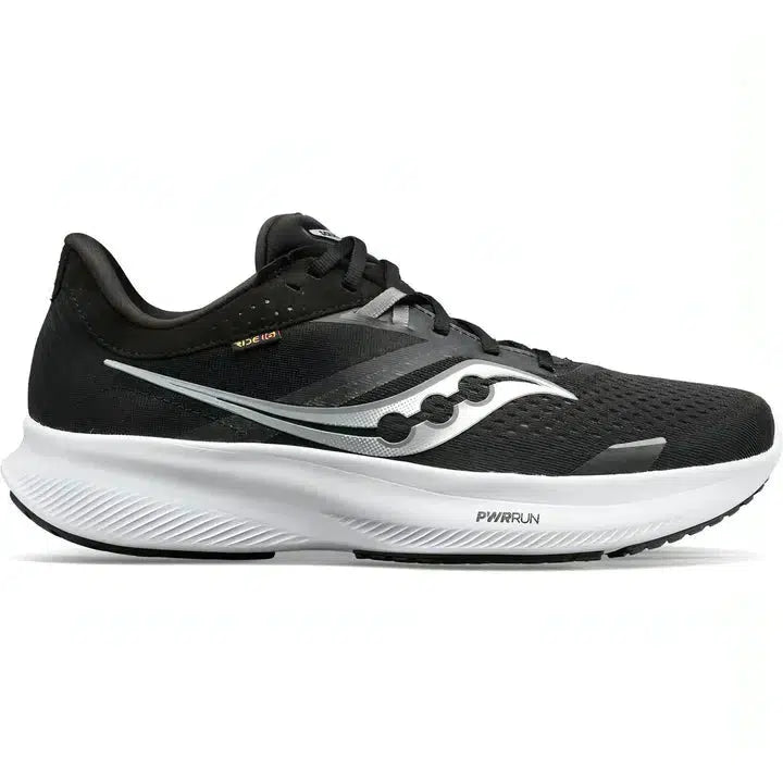 Saucony Women's Ride 16 (D) Wide Road Running Shoes - Black/White-Saucony