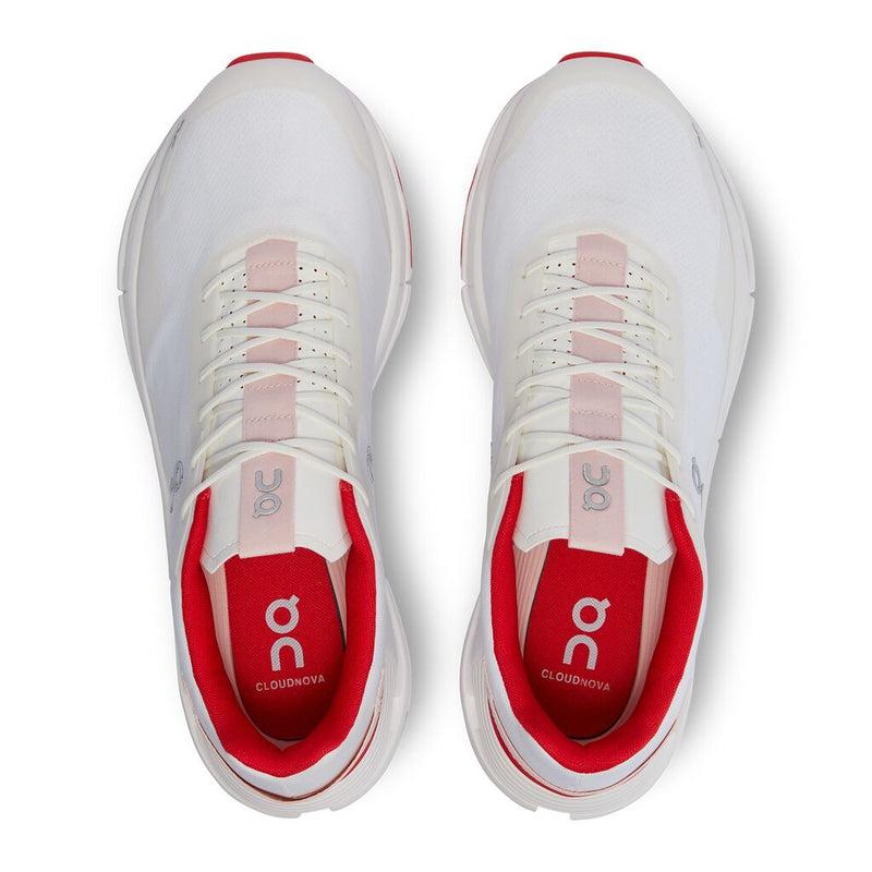 ON Men&#39;s CloudNova Road Running Shoes- White/Red-On