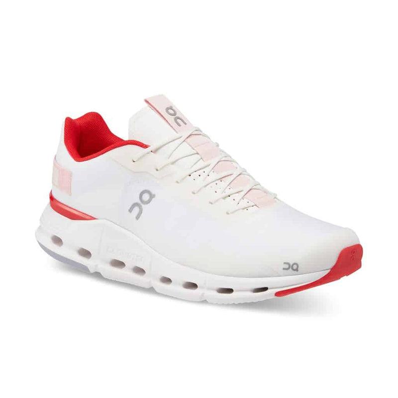ON Men&#39;s CloudNova Road Running Shoes- White/Red-On
