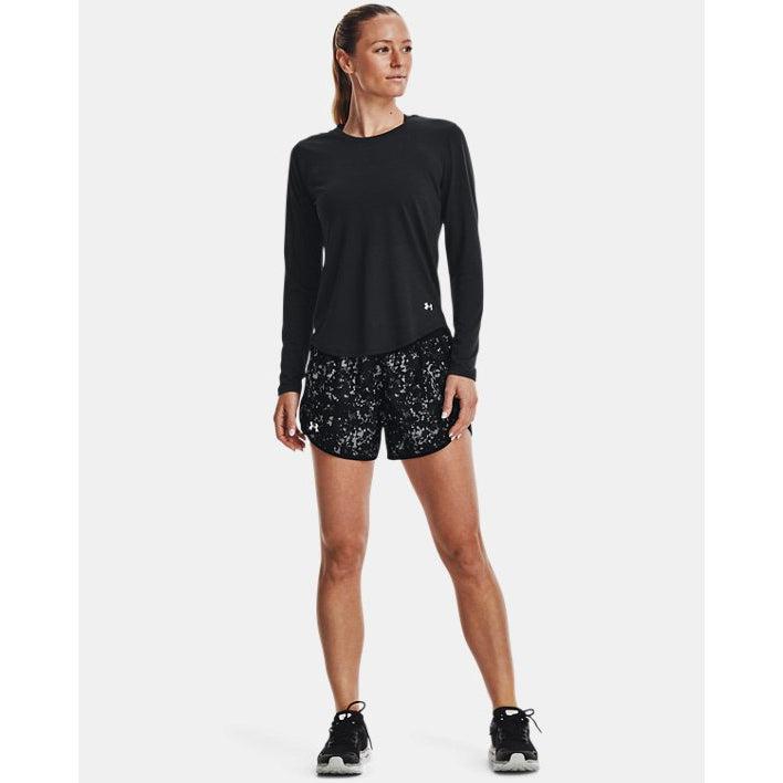 Under Armour Women's Fly-By 2.0 Printed Shorts - Black / Reflective-Under Armour