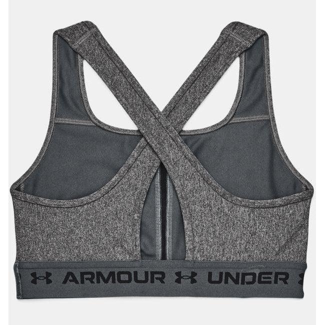 Under Armour Women&#39;s Crossback MID Heathered Bra - Grey-Under Armour