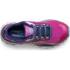 Saucony Kids Peregrine 12 Shield Girls Trail Running Shoes- Navy/Pink/Turquois-Saucony