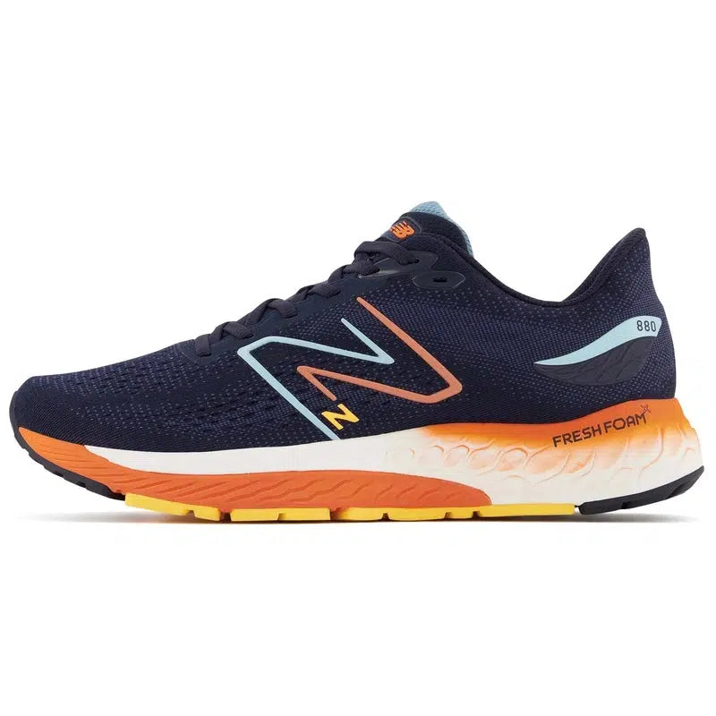 New Balance Men's 880v12 (D) Fit Road Running Shoes- Navy Orange-New Balance