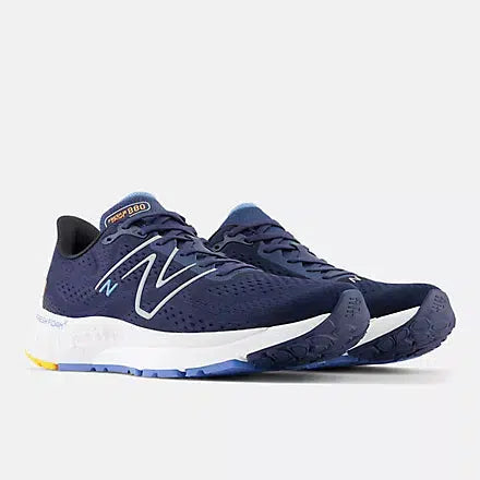 New Balance Men&#39;s 880v13 (2E) Wide Fit Road Running Shoes - Nb navy with heritage blue and hot marigold-New Balance