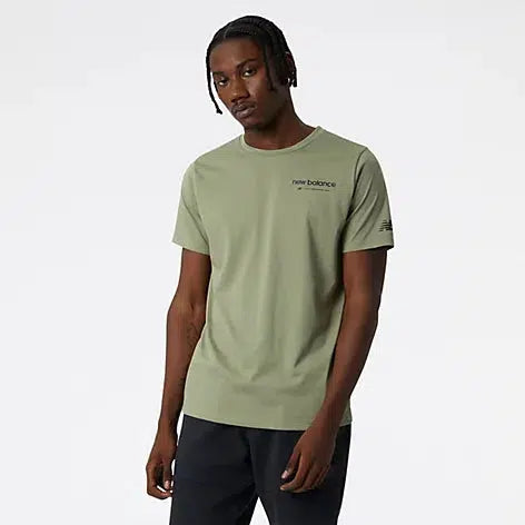 New Balance Men's Graphic Heathertech T-Shirt - Olive Leaf-New Balance
