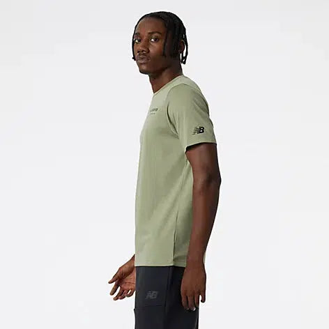 New Balance Men's Graphic Heathertech T-Shirt - Olive Leaf-New Balance