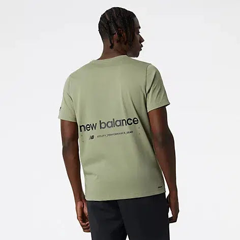 New Balance Men&#39;s Graphic Heathertech T-Shirt - Olive Leaf-New Balance