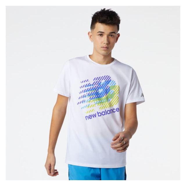 New Balance Men's Tenacity Heathertech T-Shirt - White/Blue/Teal-New Balance